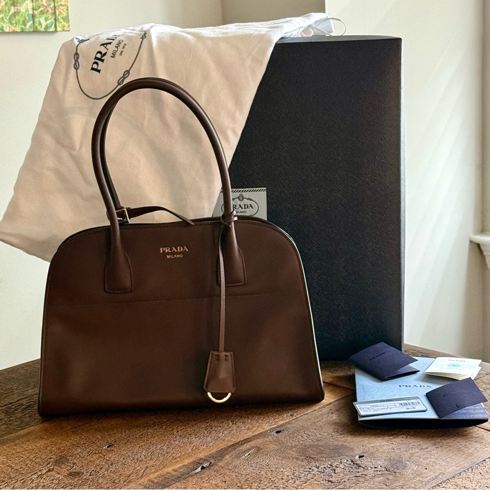 Prada Dark Brown Leather Shoulder Bag